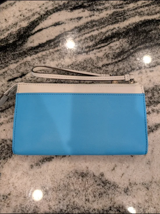 Coach Blue and Cream Wallet Wristlet - Picture 2 of 5